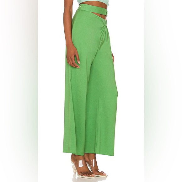 NWT Cult Gaia Cerys Pants Green Gold Ring Jeannie Flare Wide Leg Dress Trousers - Picture 3 of 8